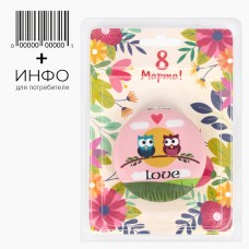 Зеркало  "Весна"  круглое складное 2ое с увеличением 1 шт + открытка 70 гр (6 шт/уп)
